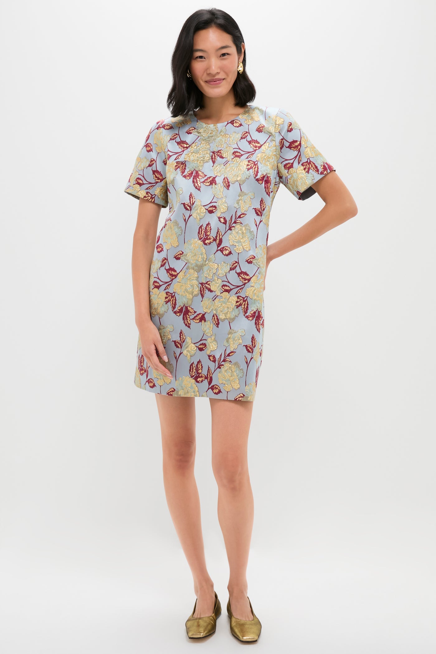 Pomander Place Slate Blue Winter Floral Mae Dress Blue / XXL Pomander Place Slate Blue Winter Floral Mae Dress Blue / XXL
