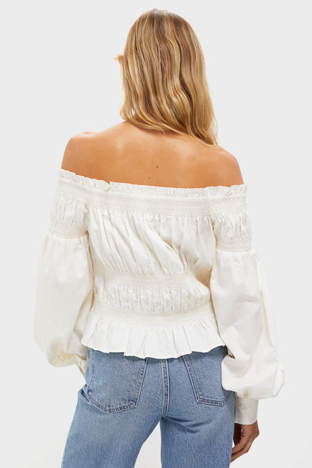 Vintage White Smocked Adeline Blouse