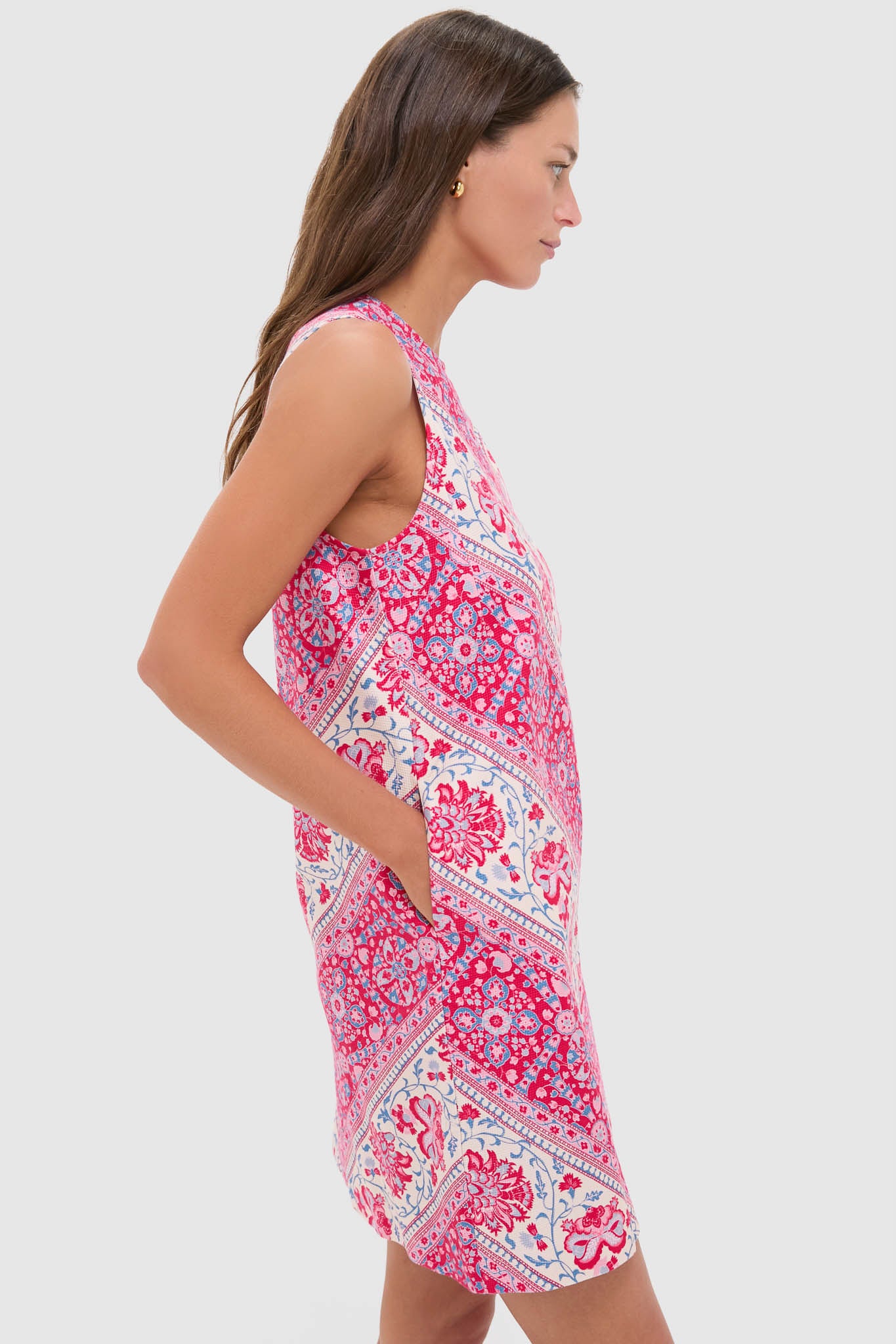 Cerise Chevron Cotton Marlowe Dress