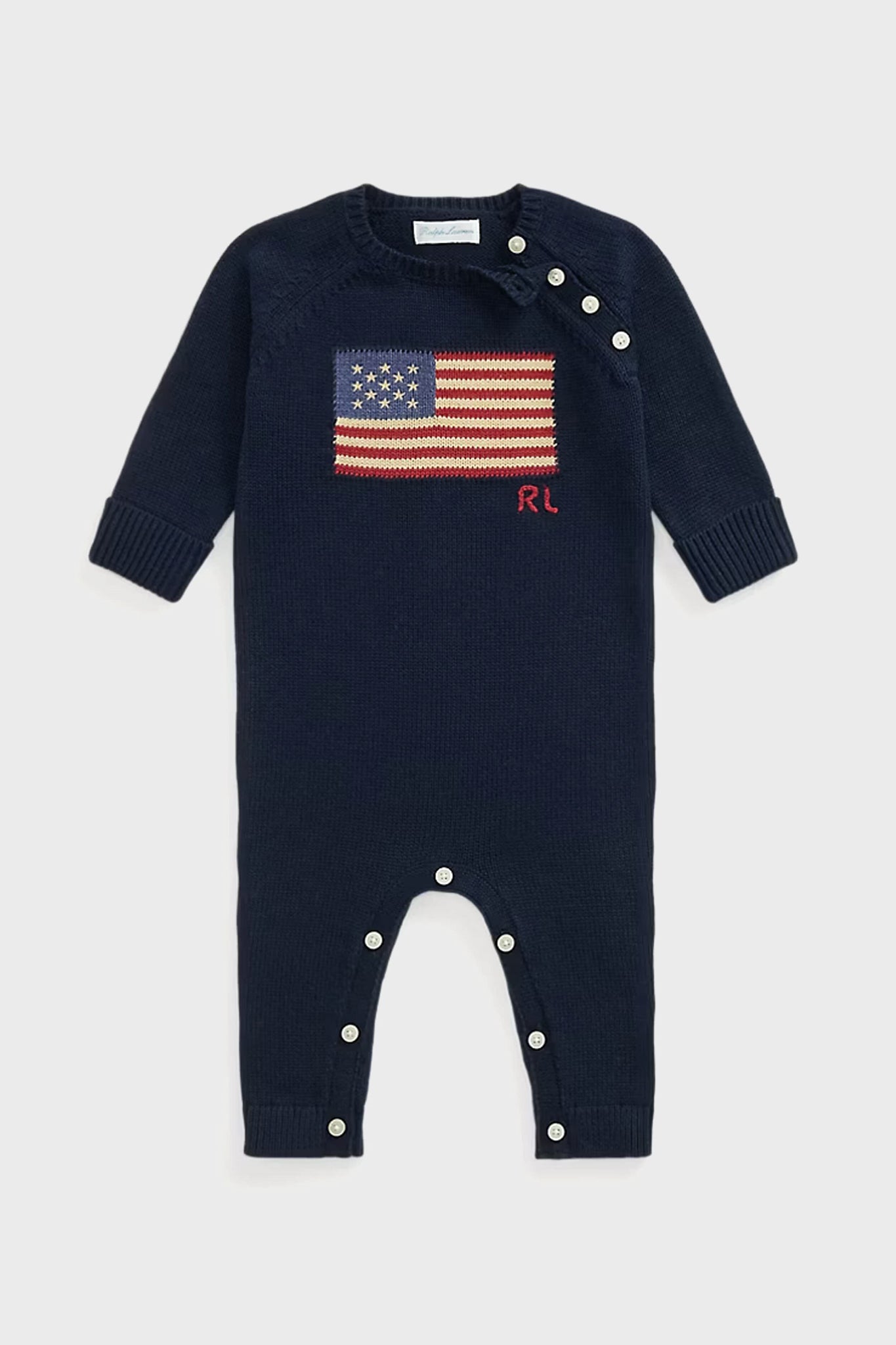 Baby Long-Sleeve Flag Sweater Coverall