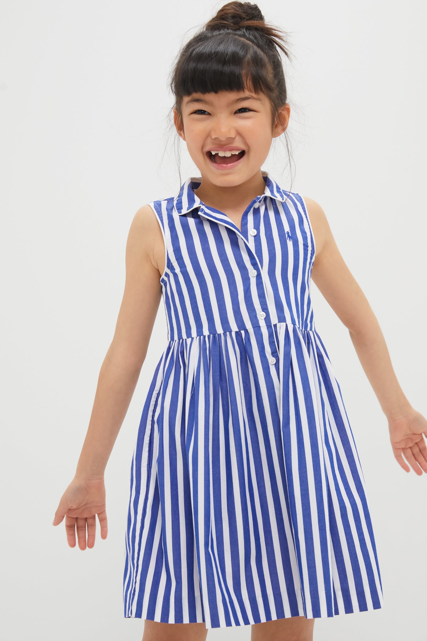 Sleeveless Cotton Striped Shirt Dress