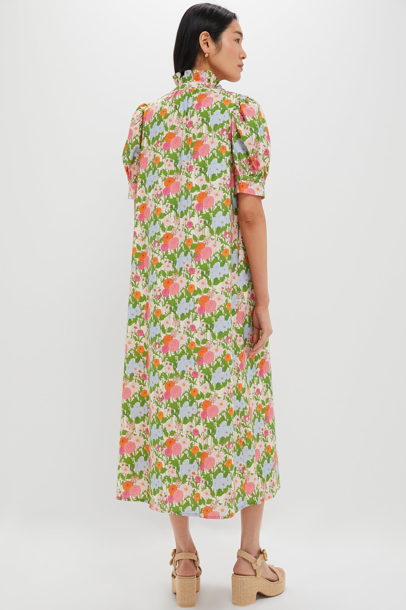 green multi begonia floral sallie midi dress HYACINTH HOUSE Green Multi Begonia Floral Sallie Midi Dress Size XS NWT