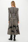Black Plaid Malika Midi Dress
