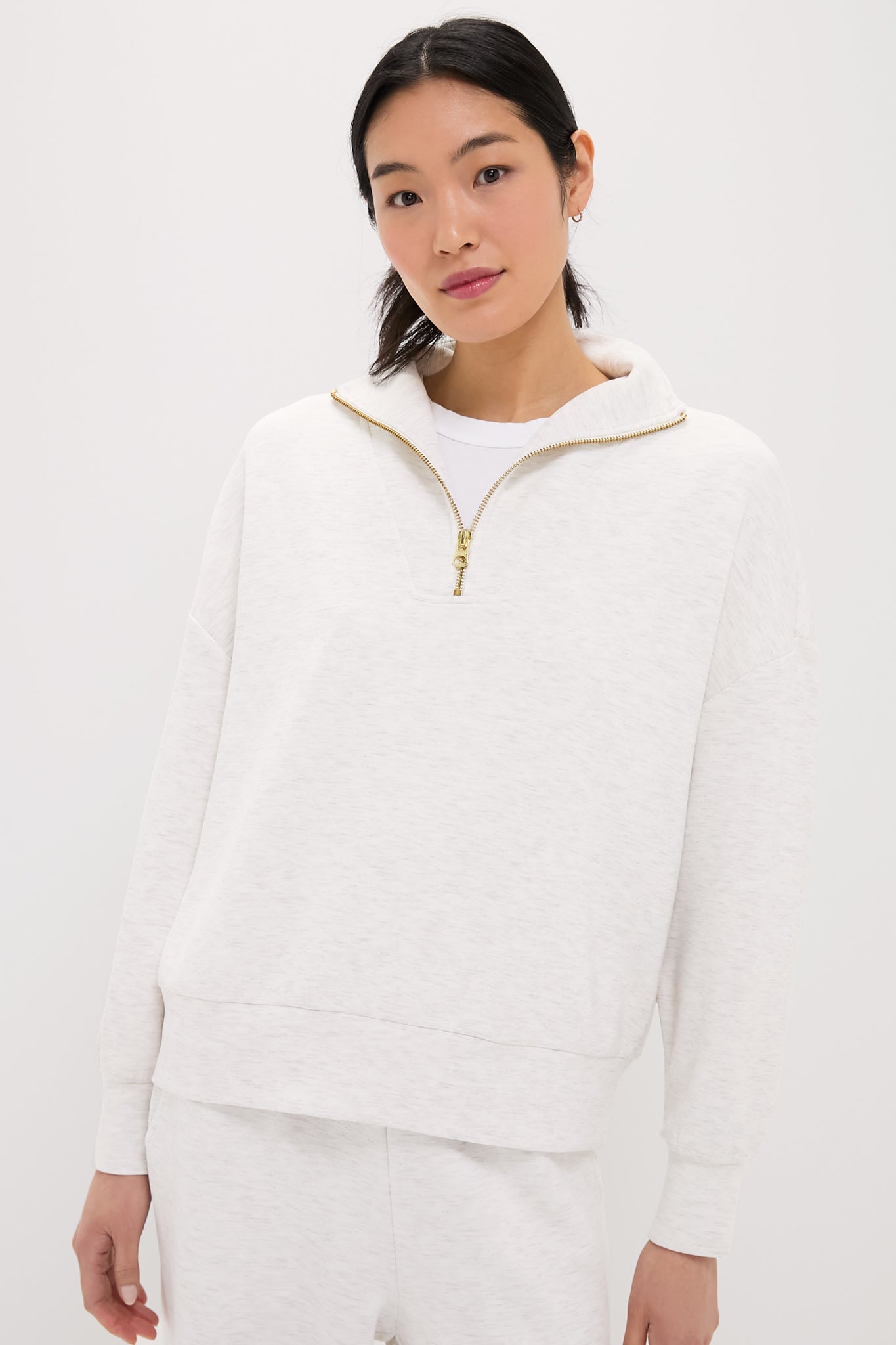 Ivory Marl Hawley Half Zip Sweat | Varley