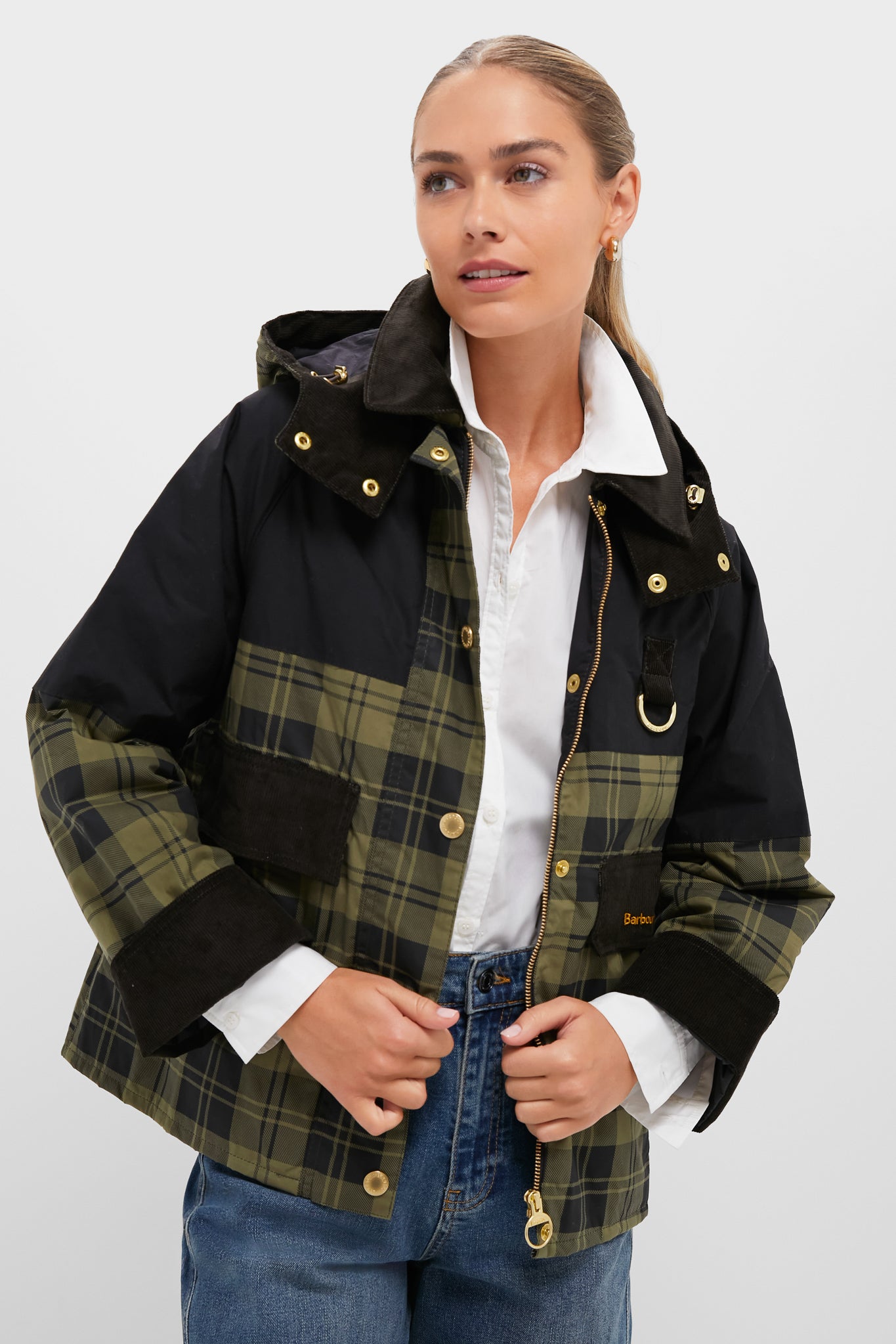 Olive and Black Check Elaine Showerproof Jacket | Barbour