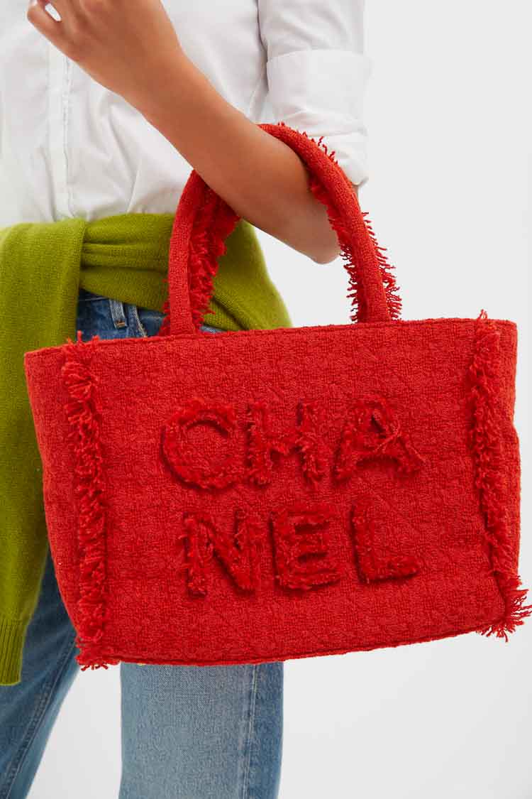 CHANEL Red Zipped Shopper Tote