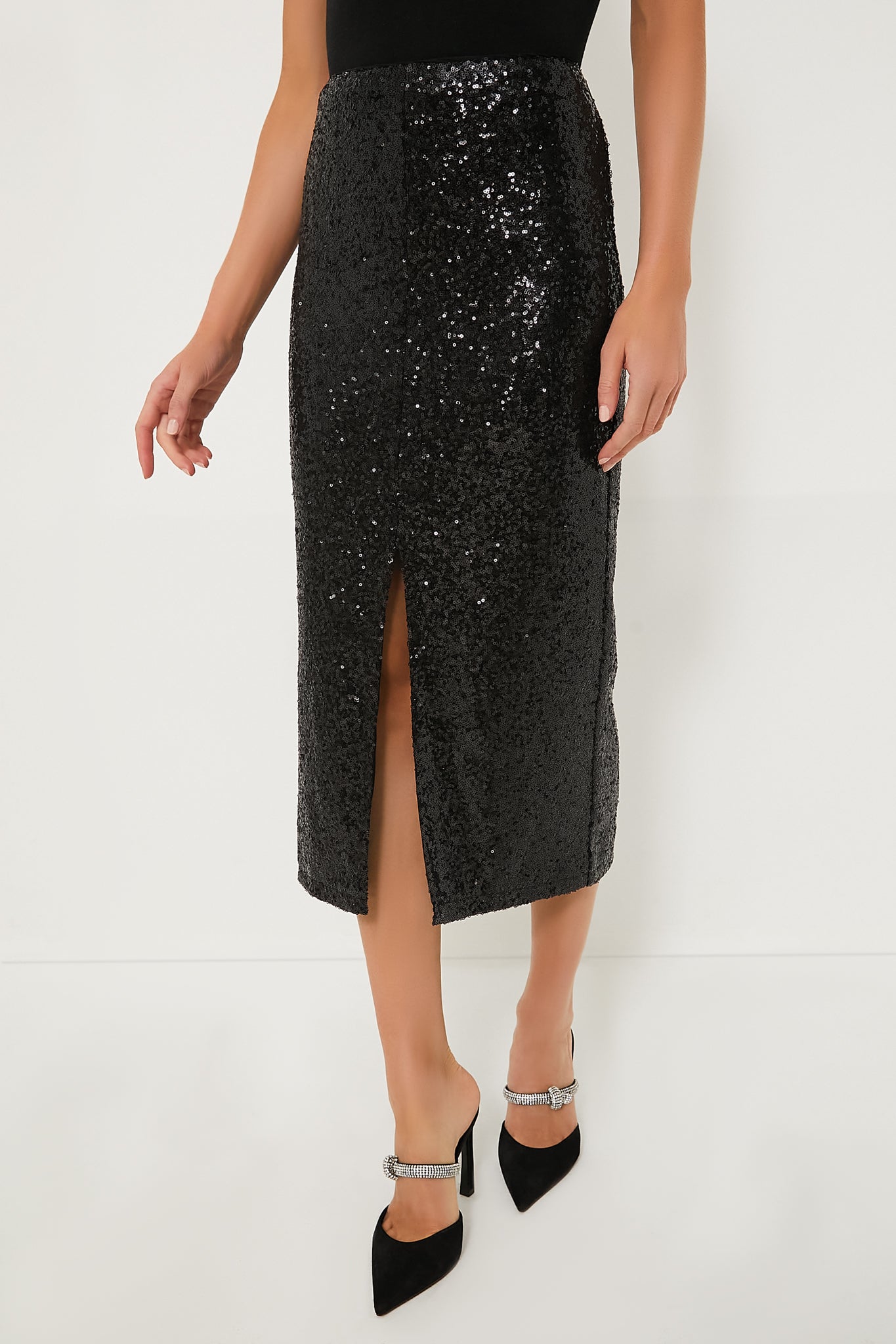 Black Sequin Caterina Midi Skirt | Pomander Place