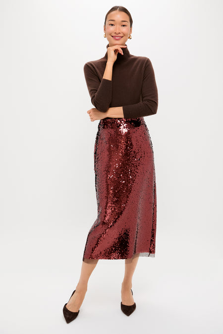 Radiant Bronze Sequin Phillips Midi Skirt