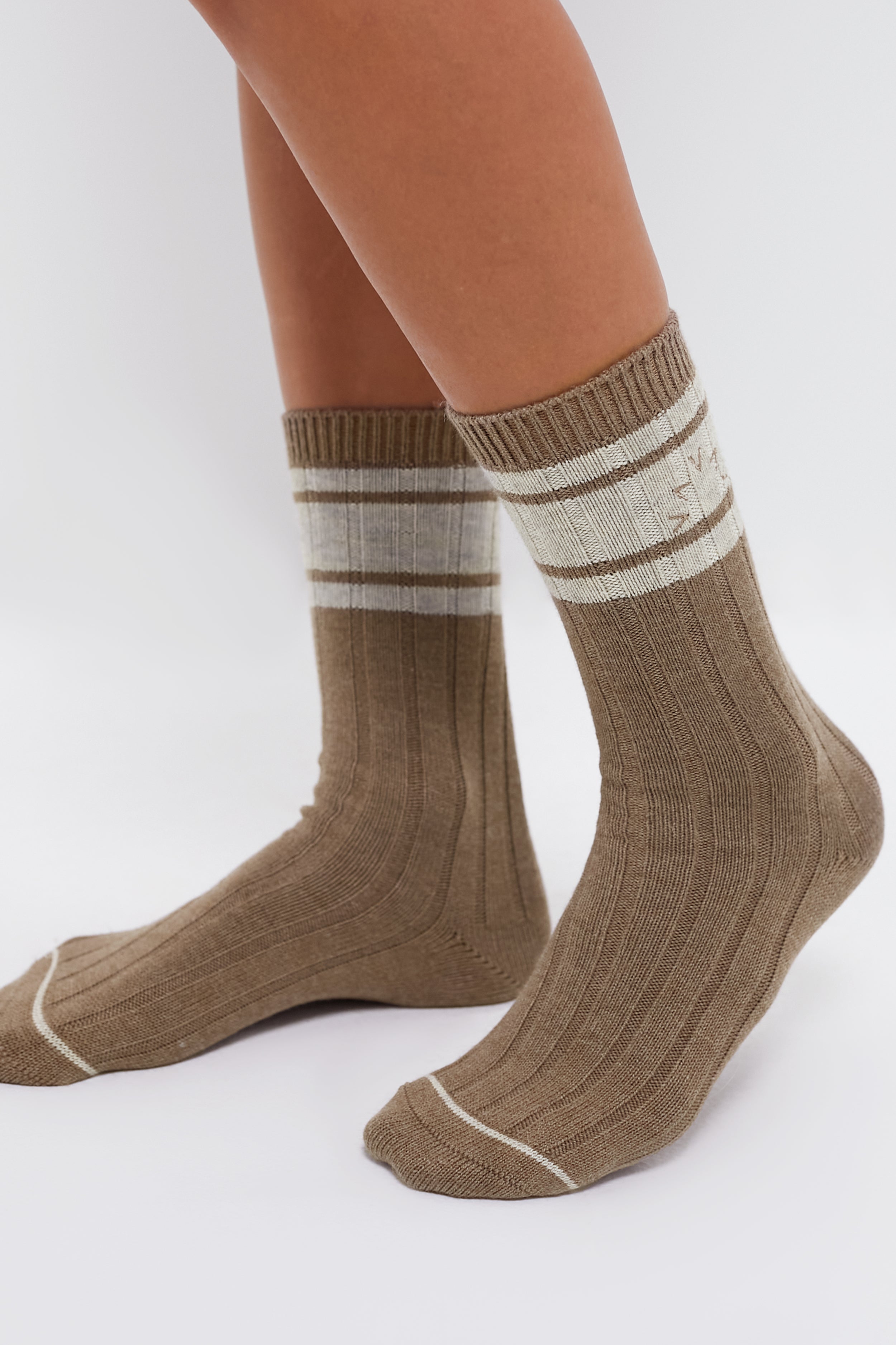 Mink Taupe Marl Malissa Plush Wide Rib Sock