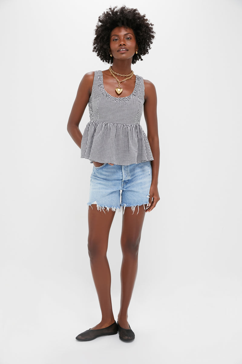 Black Gingham Seersucker Raven Bubble Top
