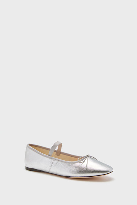 Metallic Silver Leonie Flats