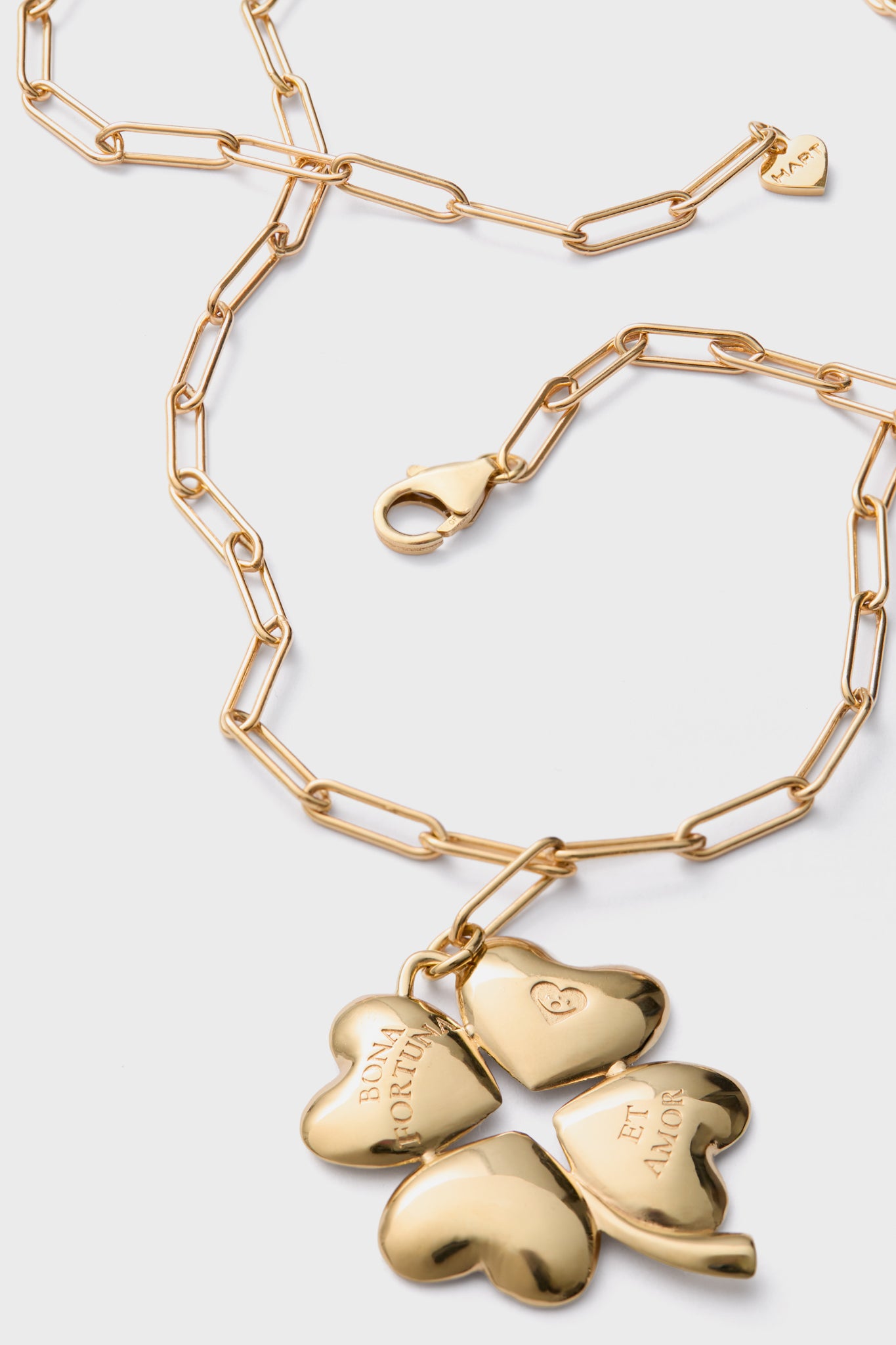 Gold Double Wrap Necklace with Luck and Love Clover