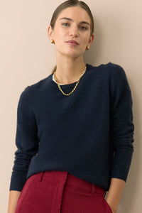 Navy Cashmere Crewneck Sweater