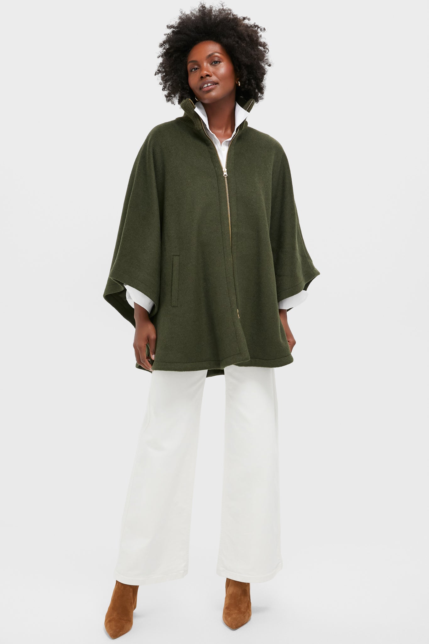 Olive Full Zip Huntington Poncho | Tuckernuck