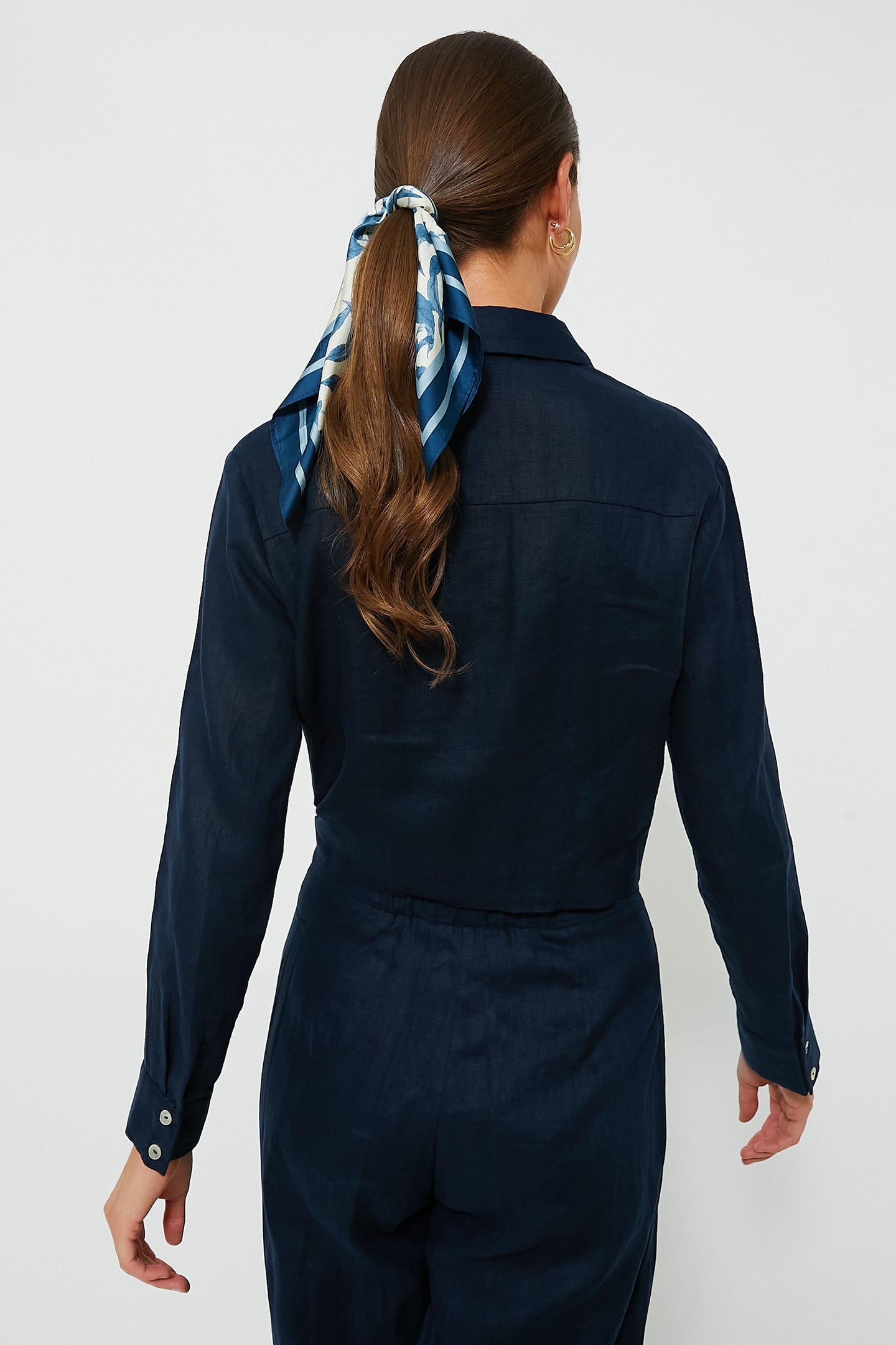 Navy Linen Tie-Front Rebecca Shirt