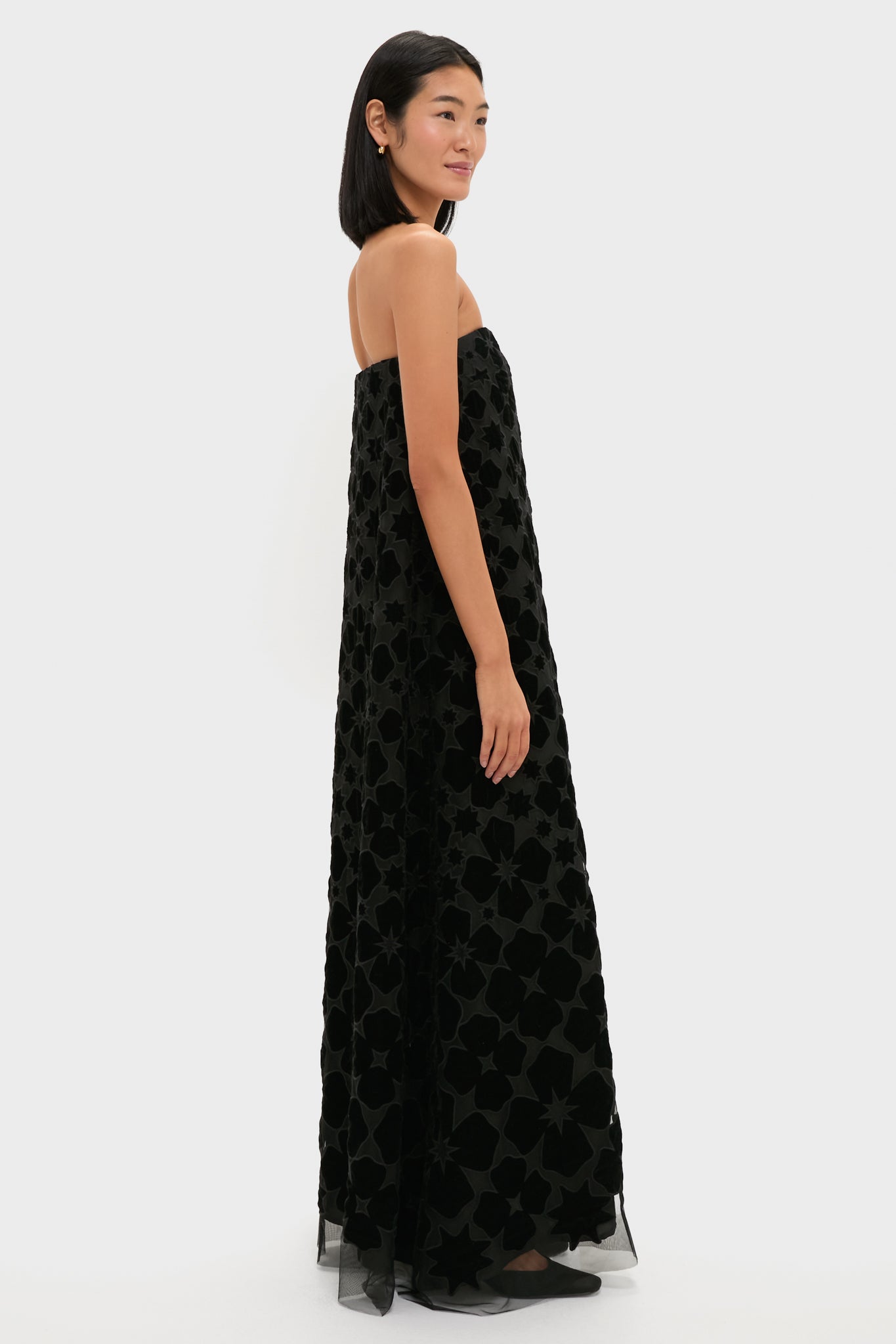 Black Burnout Velvet Genevieve Gown