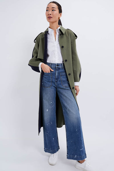 Light Military Navy Ceyla Double Face Wool Coat MACKAGE