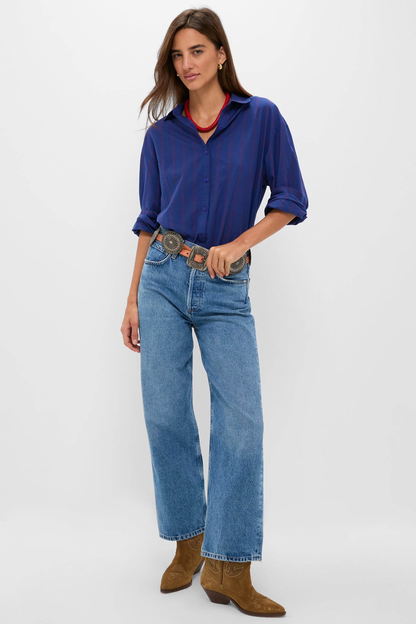 Blue and Red Wexler Cotton Button Down | Tuckernuck