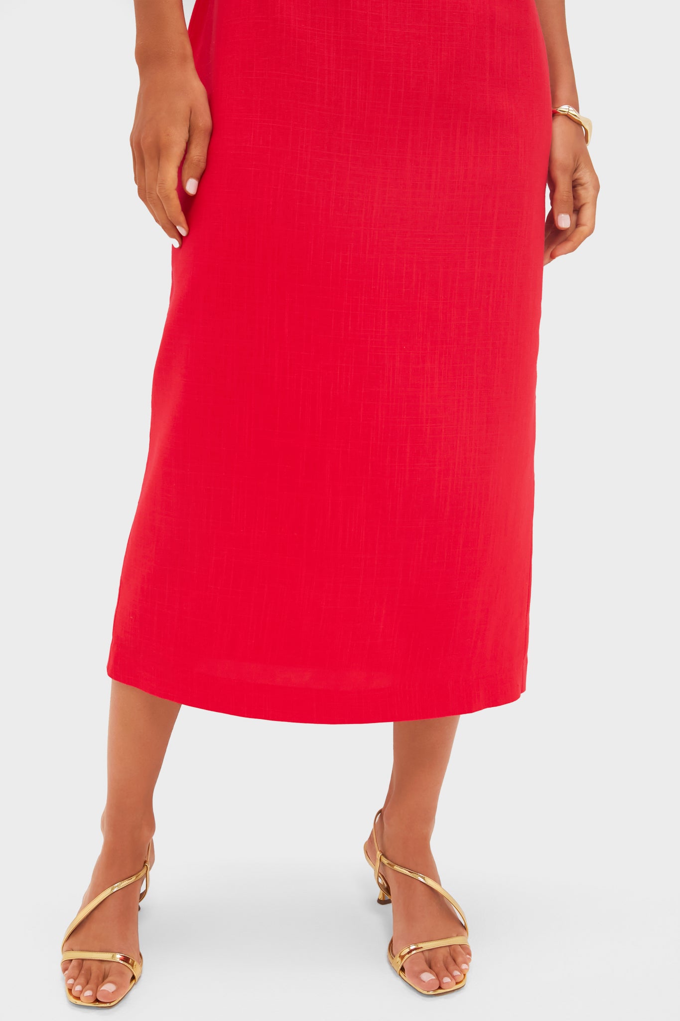 Red Linen Dominica Midi Dress