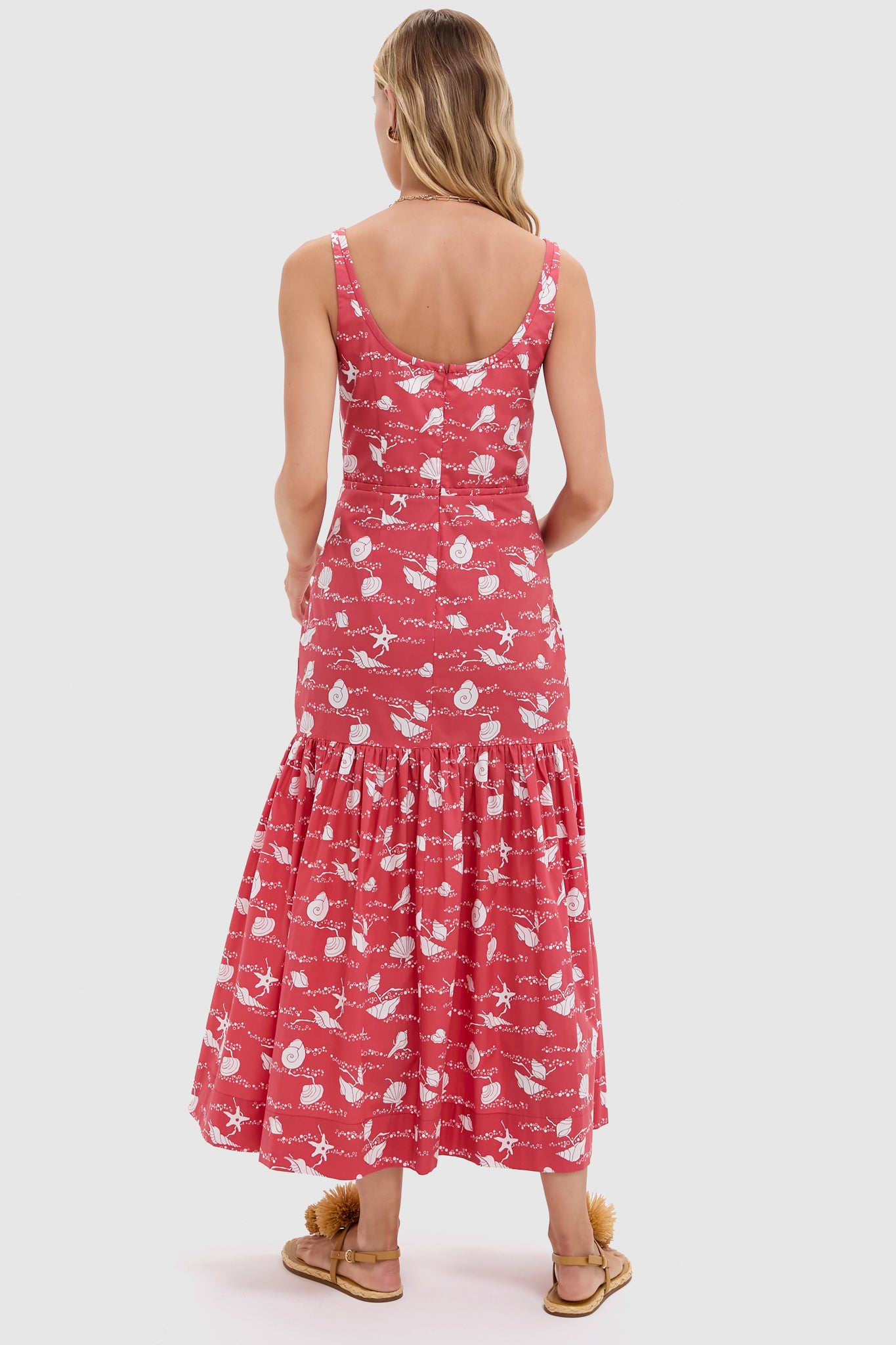 Red Shell Double Drawstring Dress