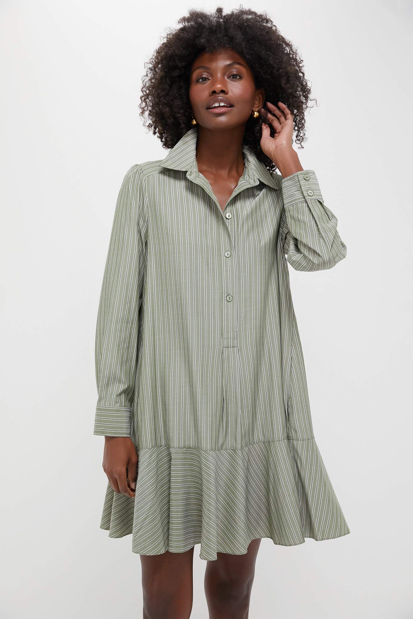 Green Stripe Callahan Shirt Dress