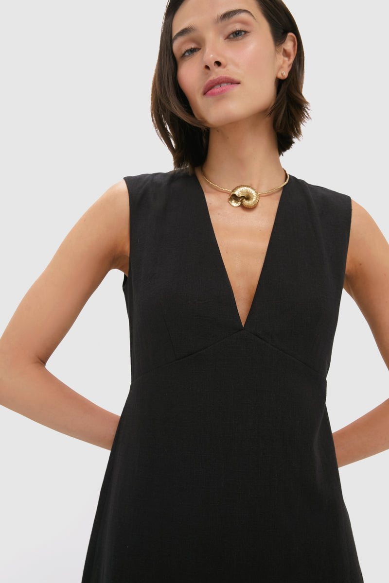 Black Arielle Lace V-Neck Midi Dress