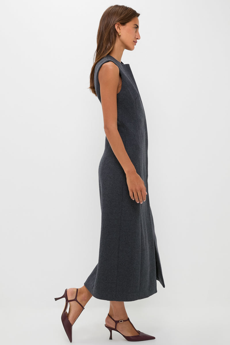 Gray Wool Rhoda Midi Dress
