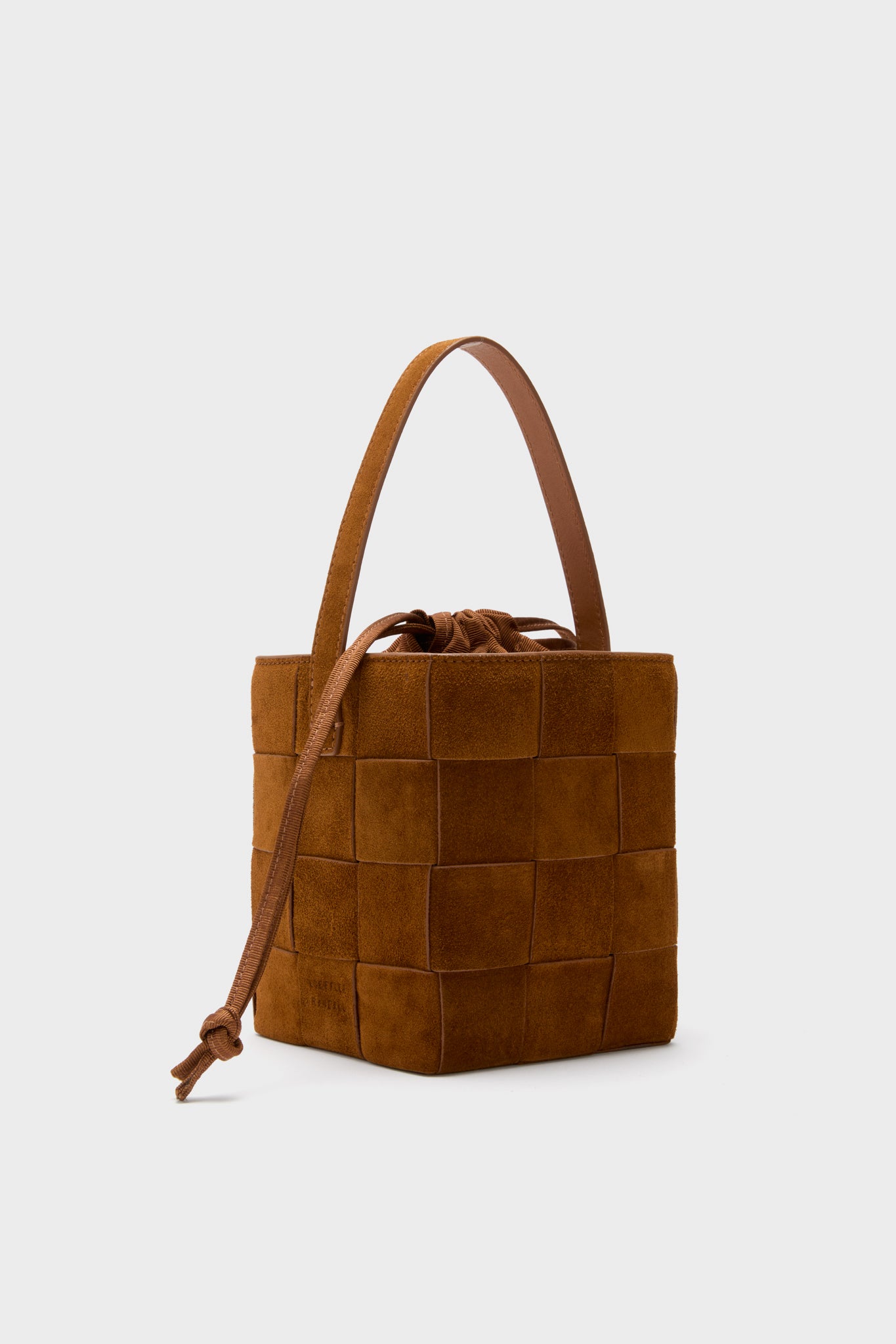 Cacao Laith Woven Top Handle Bag