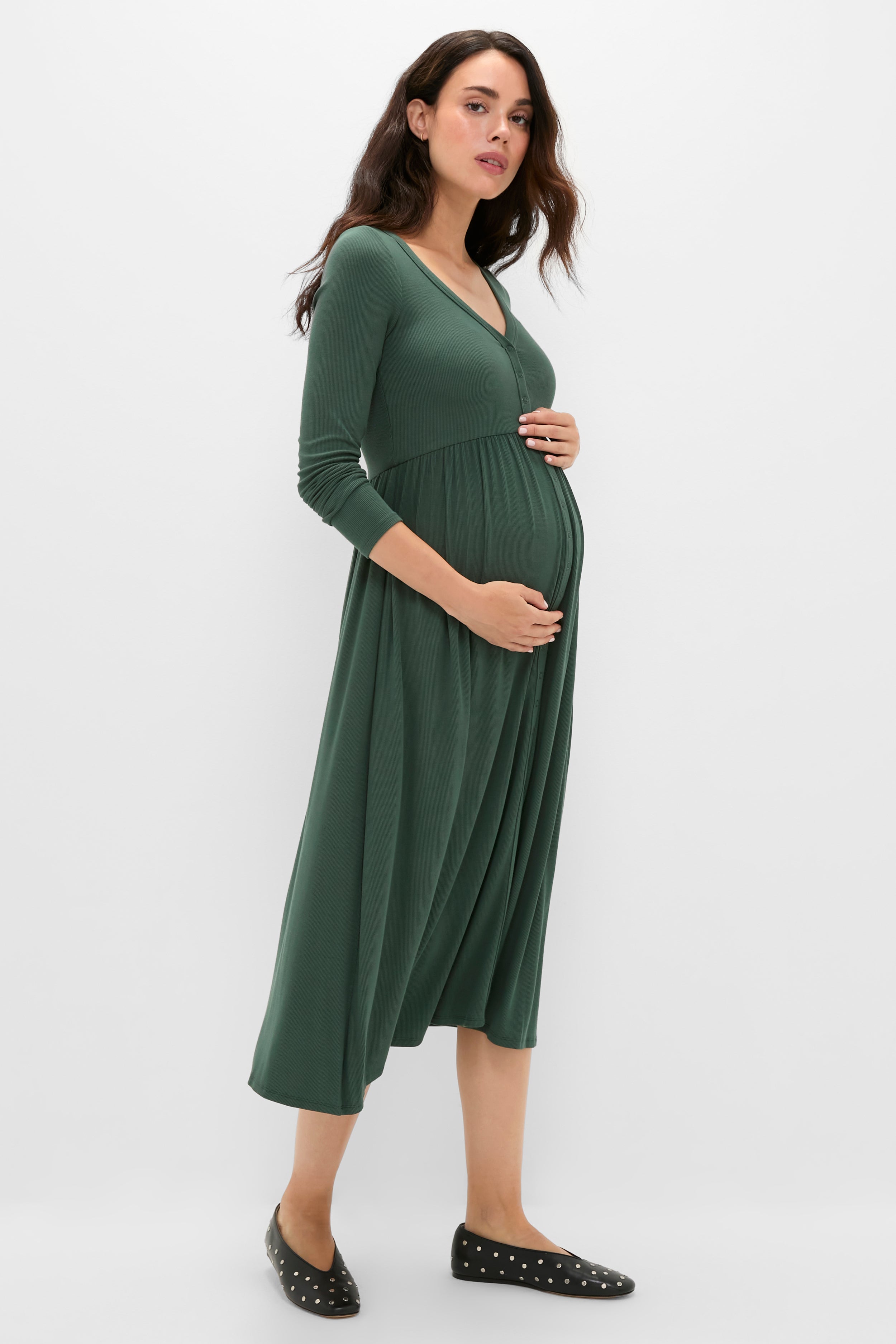 Pine Softest Rib Nursing Dress