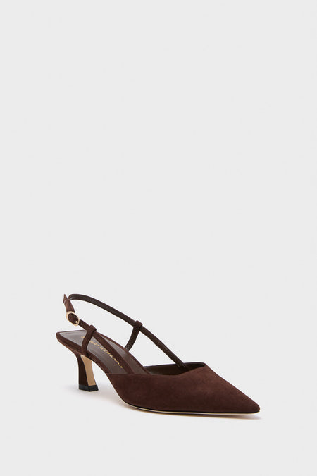 Walnut Patent 50 Vinnie Slingback Heels