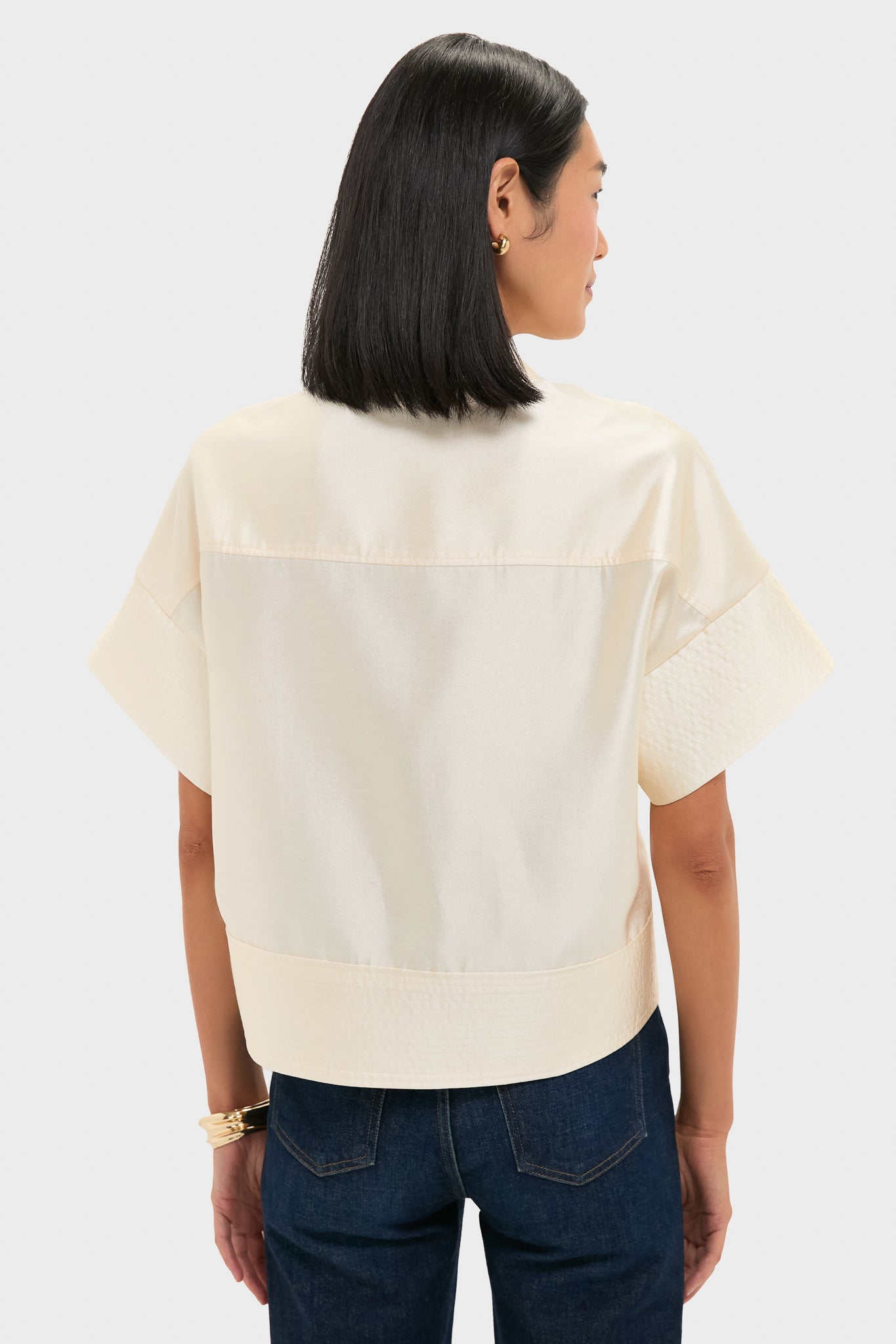 Pearl Dupioni Trapunto Stitch Sofia Shirt