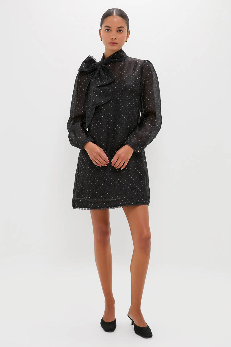 Black Dot Dream Pussybow Mini Dress