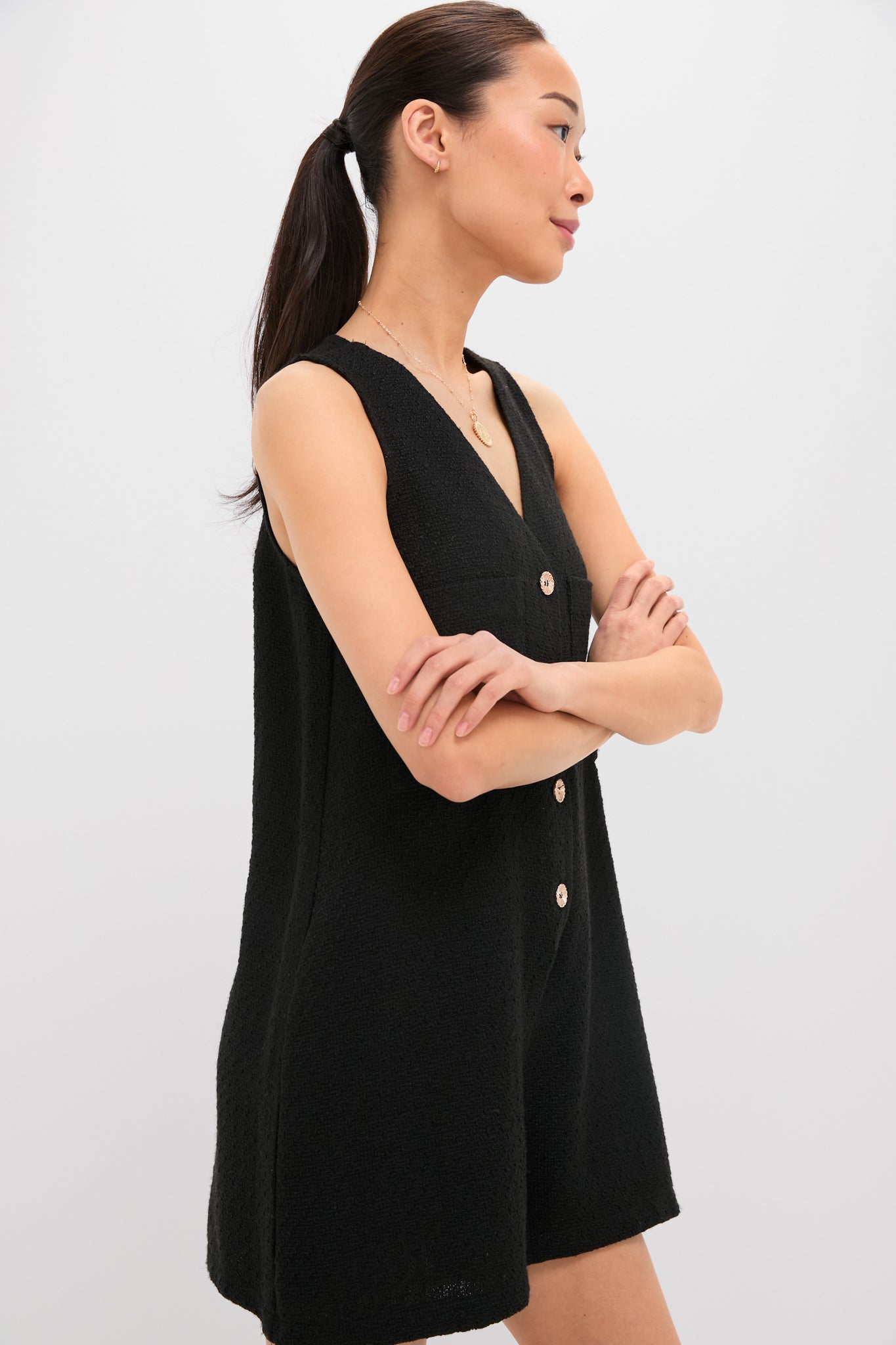 Black Textured Myla Romper