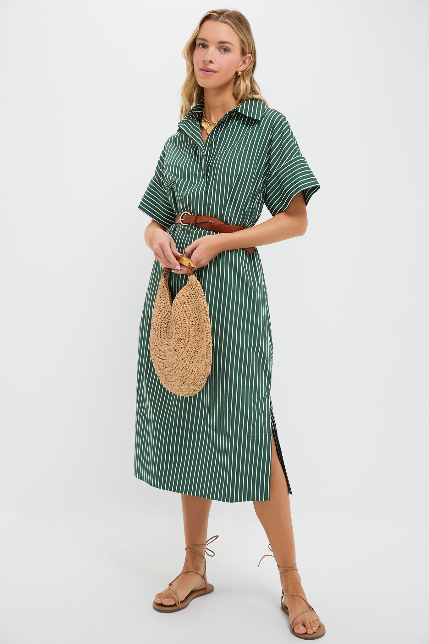 Pomander Place Green Stripe Reina Dress Green / XXS Pomander Place Green Stripe Reina Dress Green / XXS