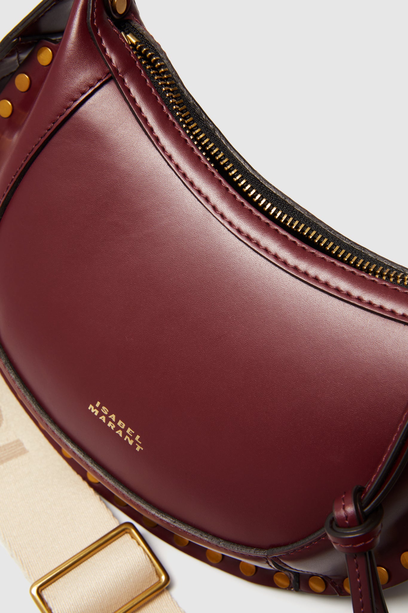 Burgundy Leather Mini Moon Crossbody