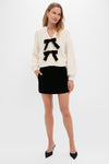 Cream & Black Velvet Bows Bess Cardigan