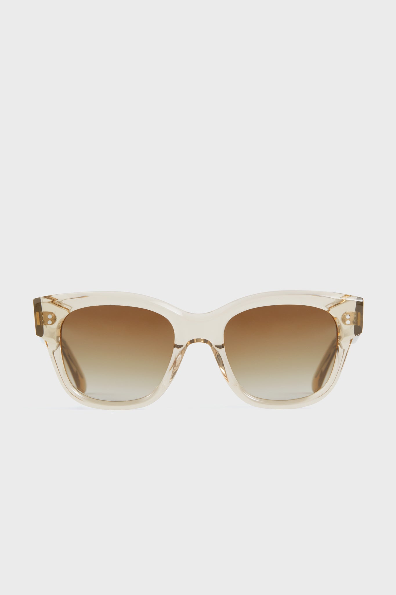 Chimi offers beige, square-framed sunglasses with UV protection and brown gradient lenses, blending style and functionality.