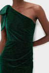 Emerald One Shoulder Ainslee Midi Dress