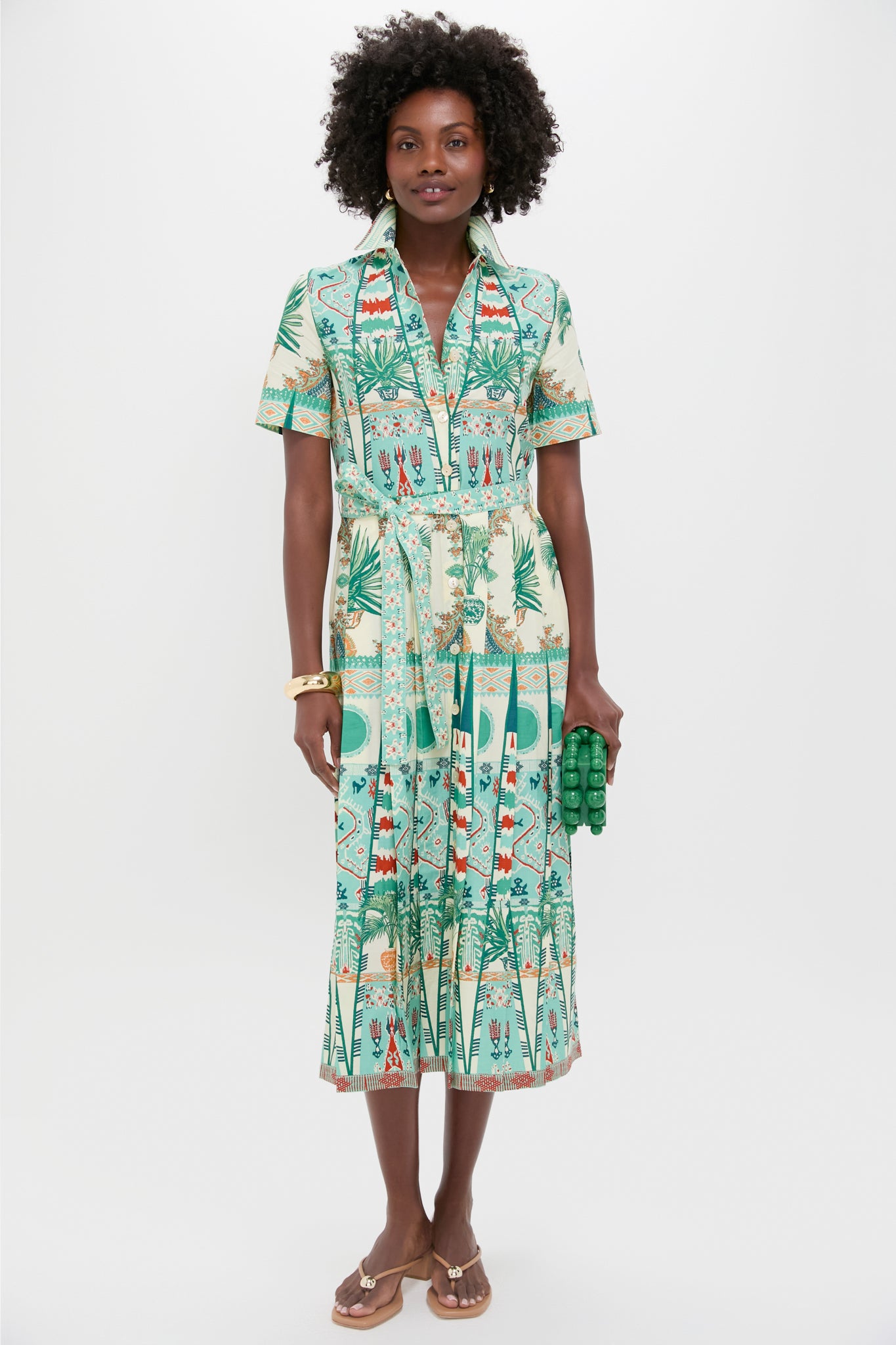 Green Tribal Botanic Claudia Dress