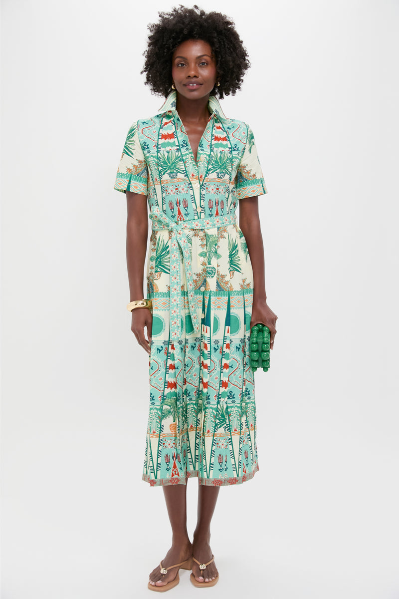 Green Tribal Botanic Claudia Dress