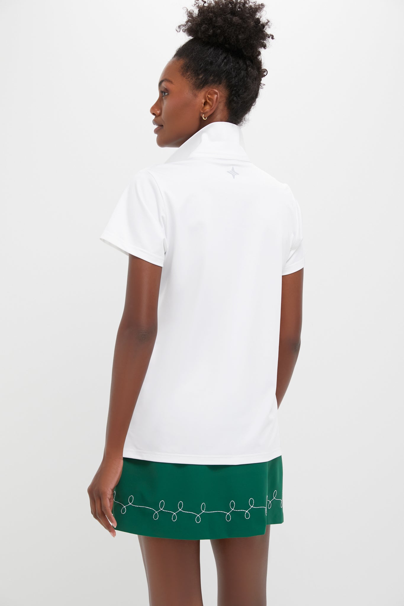 White Short Sleeve Performance Jersey Caroline Polo