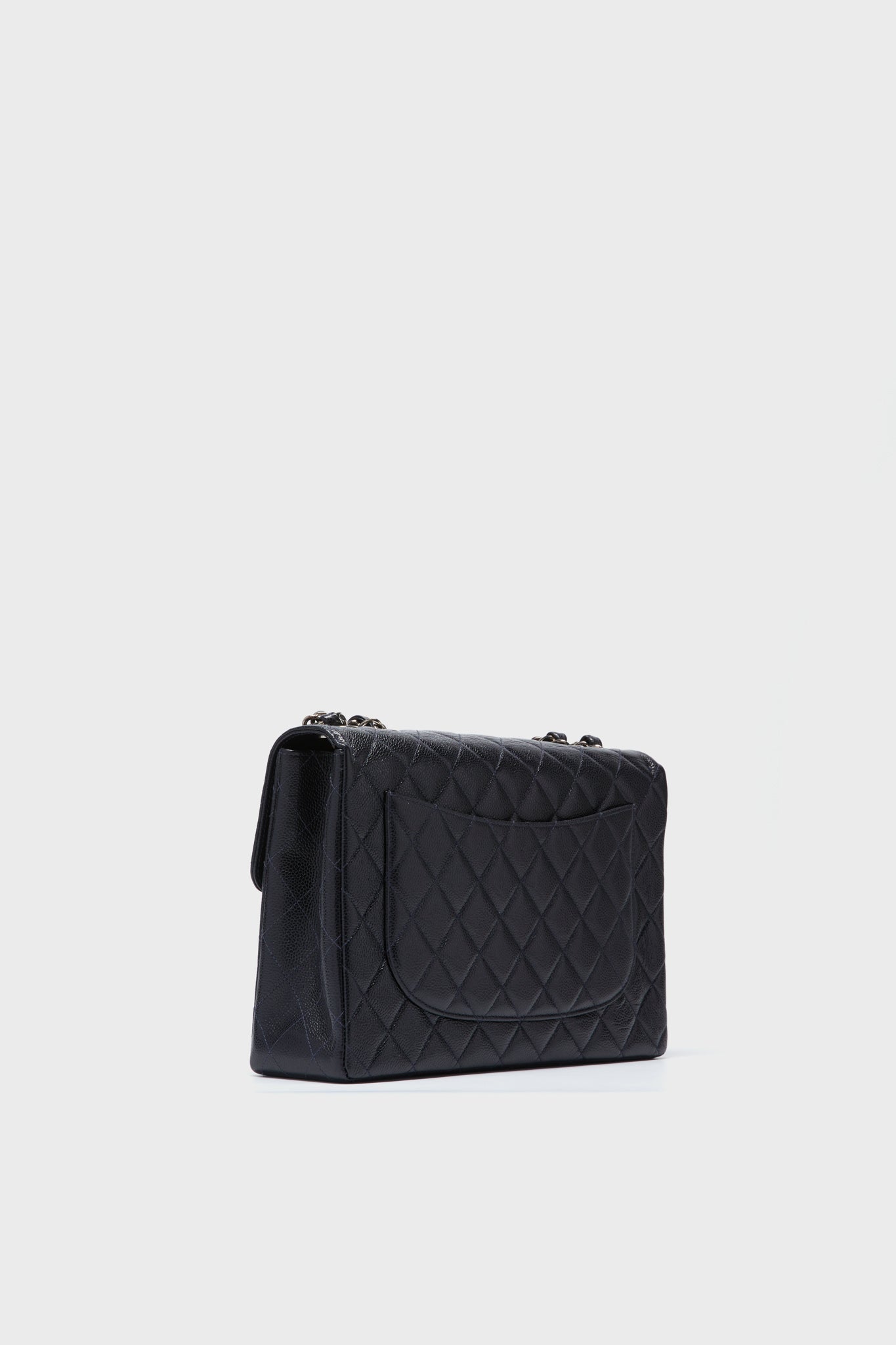 CHANEL Navy Caviar Maxi Flap Shoulder Bag