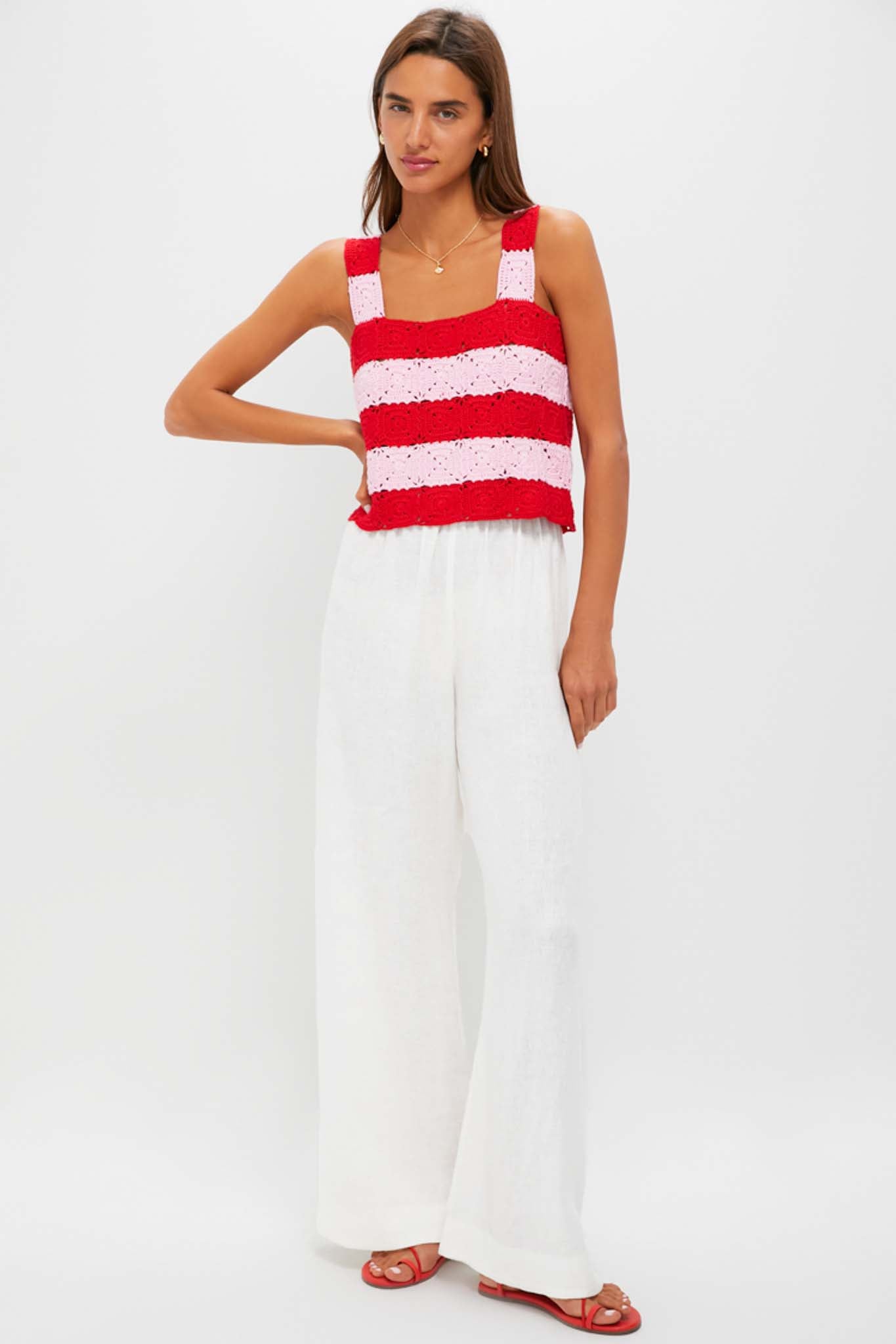 Pink & Red Crochet Cooper Tank