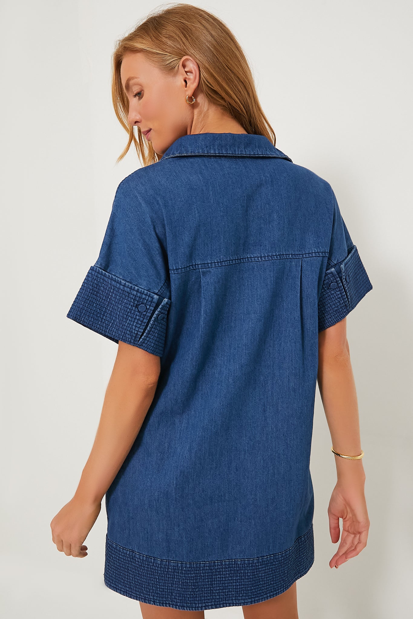 white christmas dresses Denim Trapunto Stitch Sofia Shirt Dress main image 0