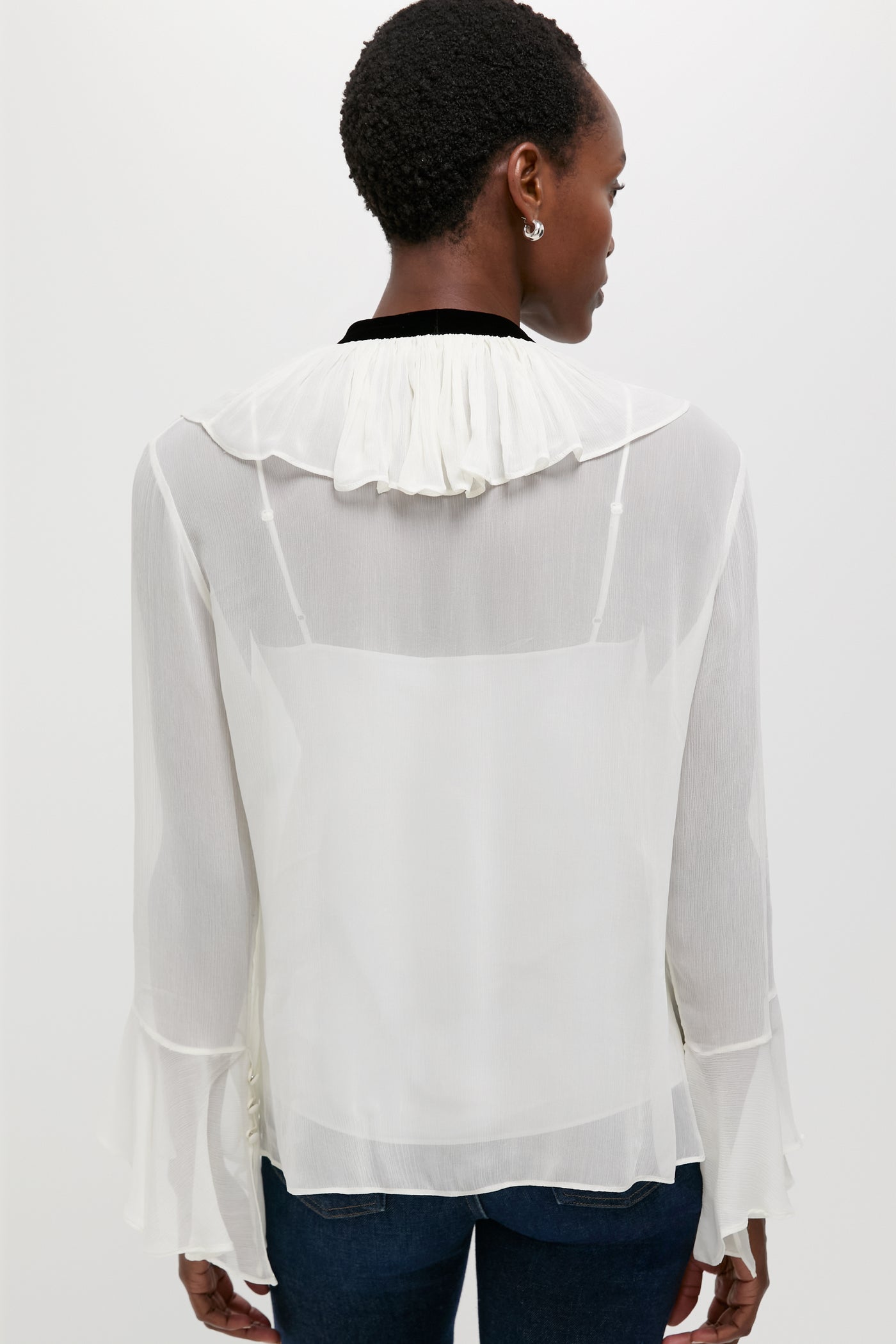Trophy Cream Long Sleeve Collared Blouse