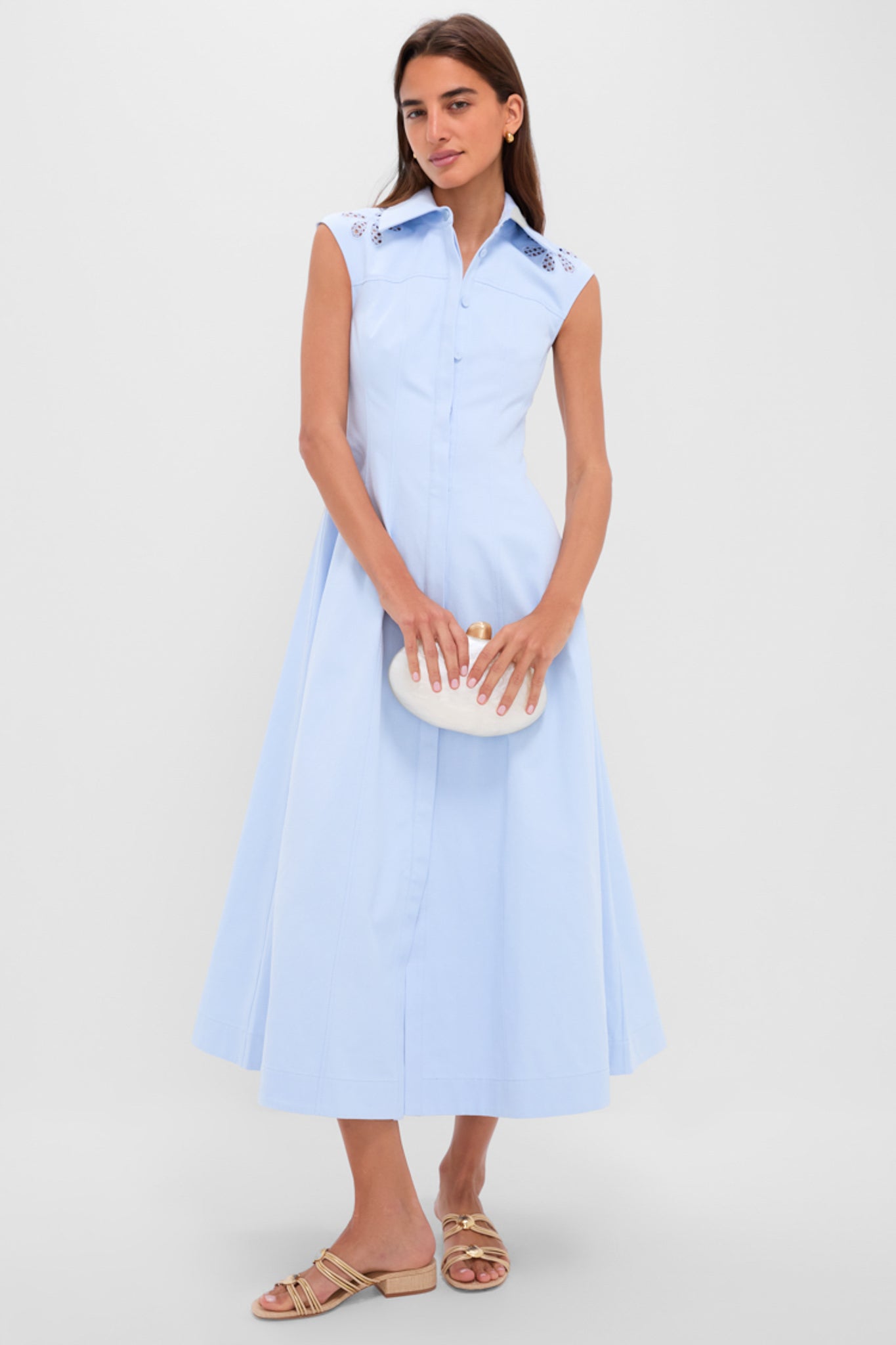 Mist Blue Franca Midi Dress