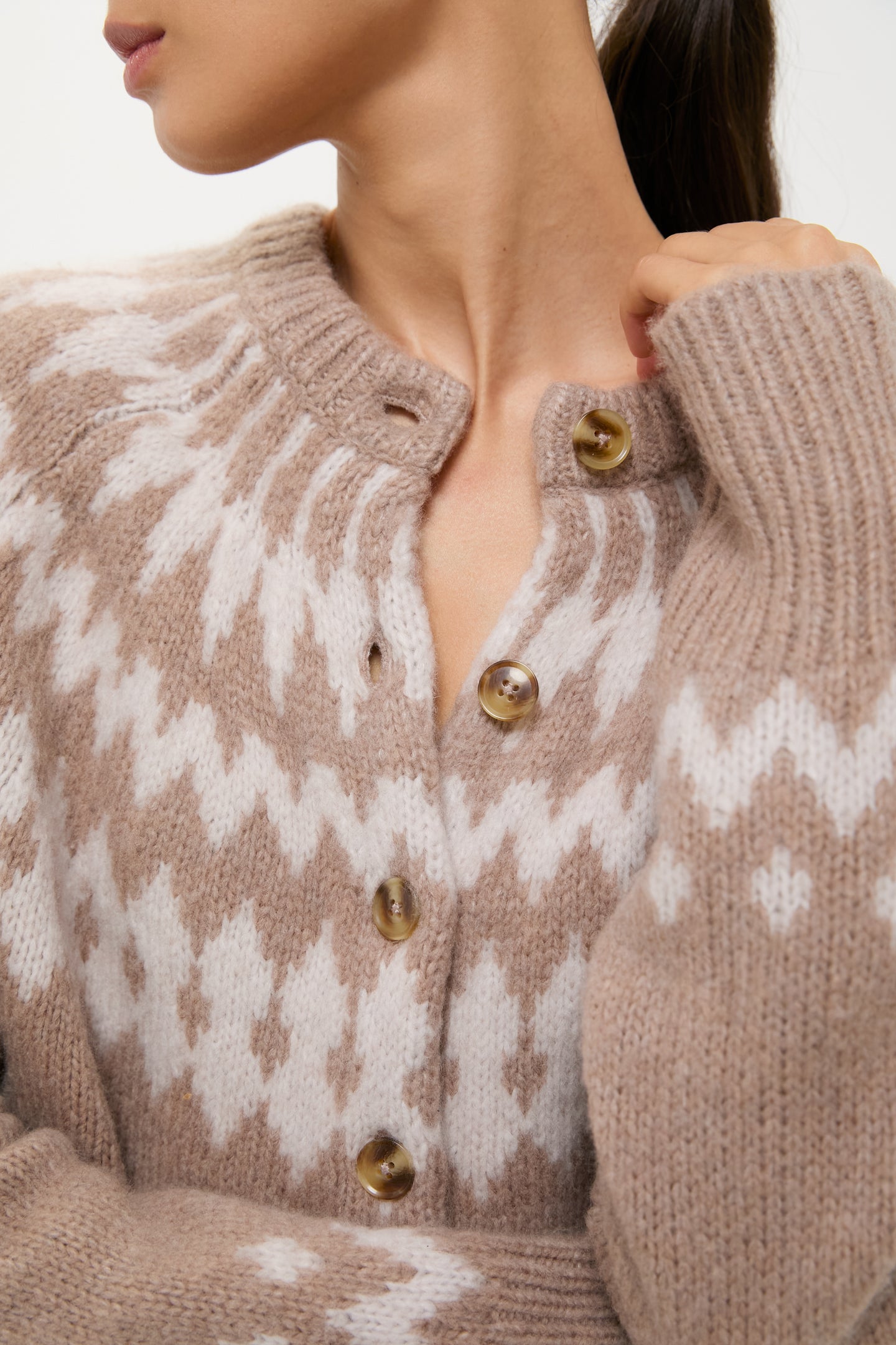 Brown and Gray Marlow Fair Isle Cardigan