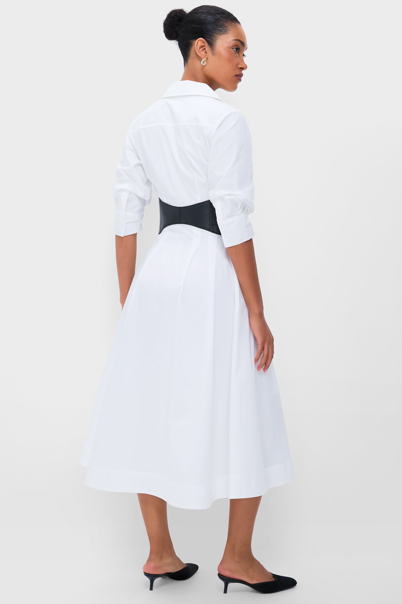 White Olson Belted Midi Dress | SIMKHAI