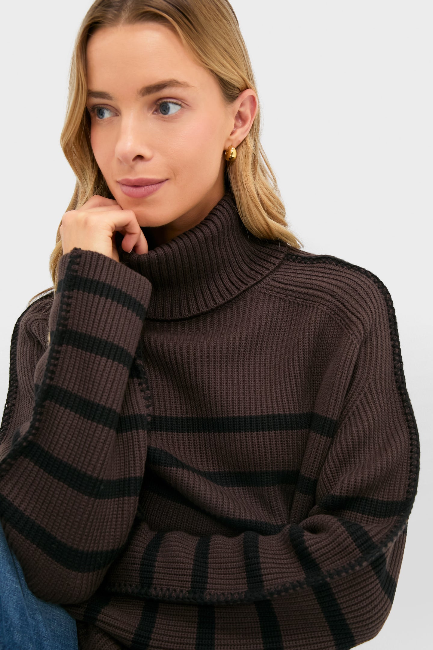 Chocolate & Black Striped Emsley Turtleneck