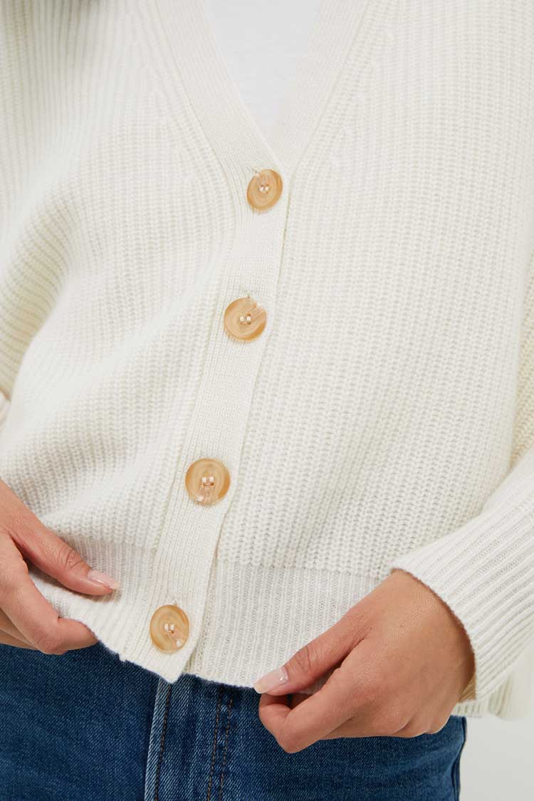 Ivory Cropped Cashmere Cocoon Cardigan
